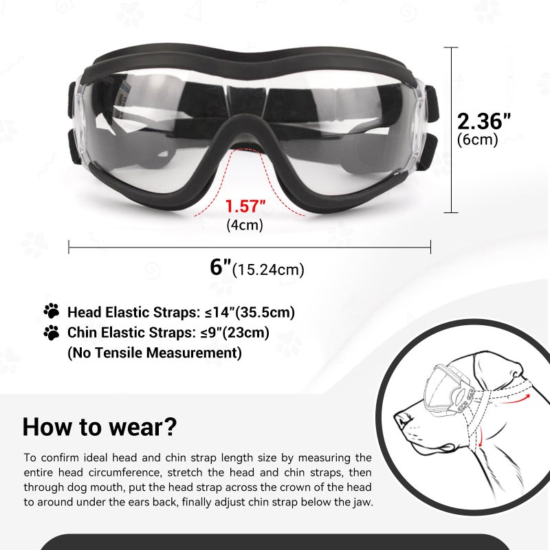 NAMSAN Dog Sunglasses Medium to Large Dog UV Transparent Goggles Windproof Anti-Dust Snowproof Pet Glasses with Elastic Straps, Clear - Image 5